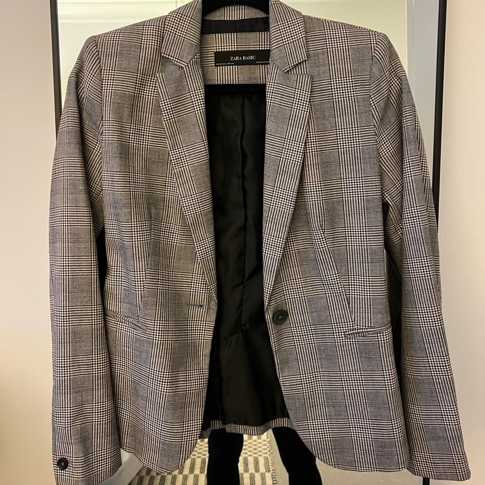Zara basics plaid blazer